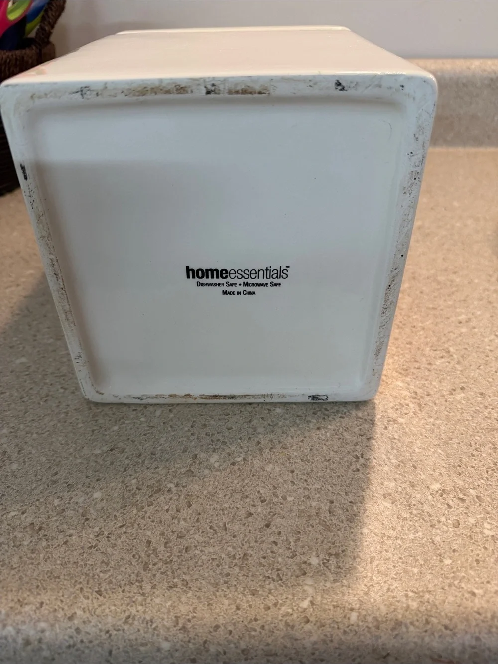 Home Essentials White Ceramic Bathroom Canister with Dark Brown Knob
